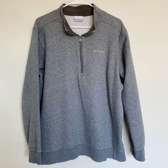 Columbia Fleece Lined 1/4 Zip Sweatshirt Long Sleeve Gray Cotton Blend Size XL - Picture 1 of 7